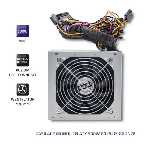 Zasilacz ATX Qoltec Monolith 500W 80 PLUS Bronze PFC