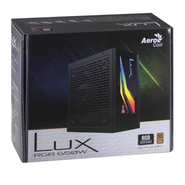 Zasilacz Aerocool LUX AEROPGSLUXRGB-650 (650 W; 120 mm)