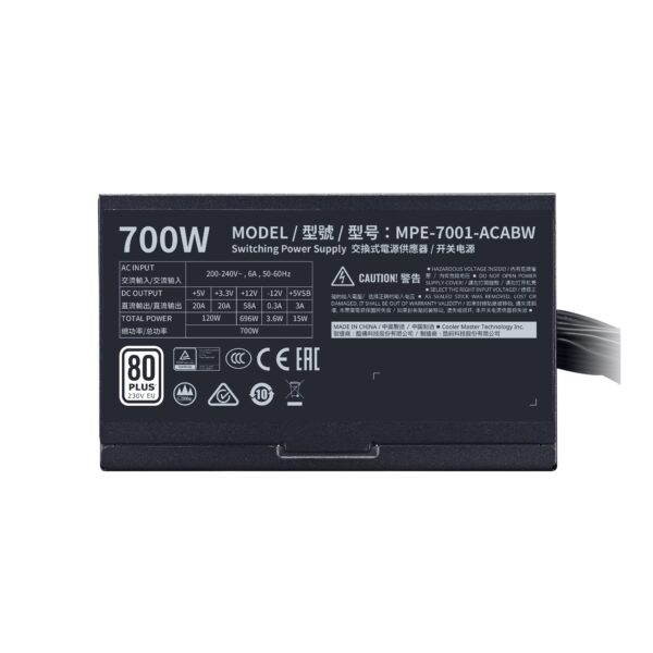 Zasilacz Cooler Master MWE V2 MPE-7001-ACABW-EU (700 W; Aktywne; 120 mm)