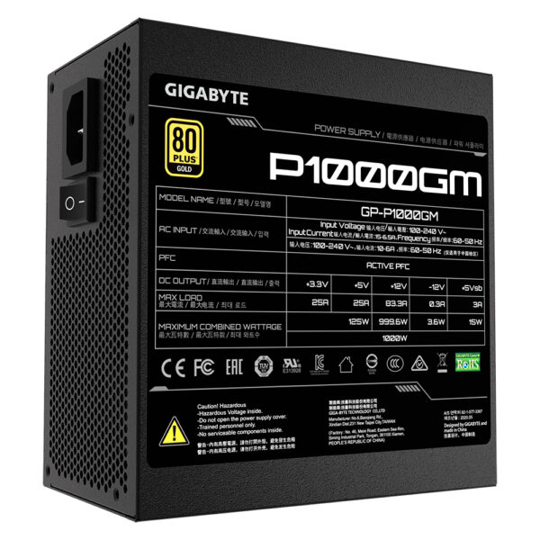 Zasilacz Gigabyte P1000GM 1000W 120mm 80+Gold