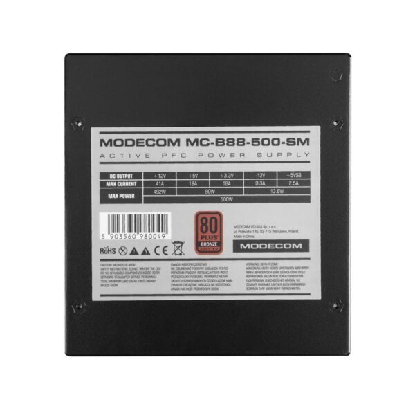 Zasilacz Modecom MC-B88-500SM ATX DC-DC 80+ Bronze 230V EU