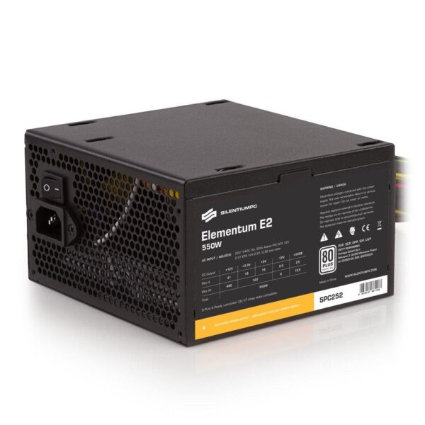 Zasilacz SilentiumPC Elementum E2 550W ATX 120mm 80+ Spraw >88% bulk