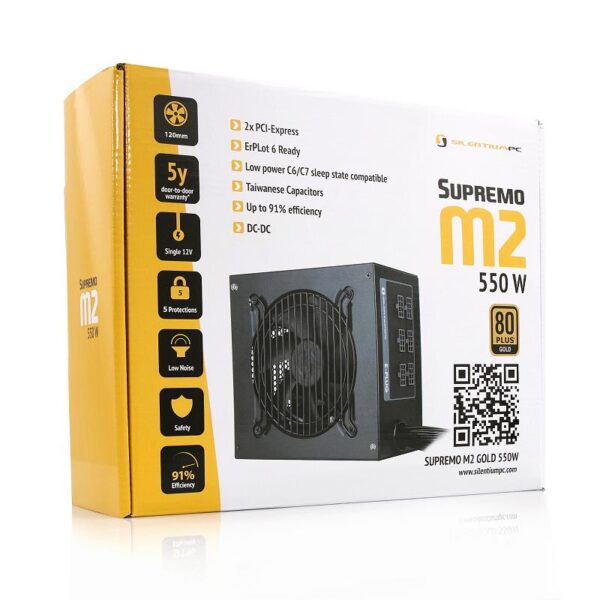 Zasilacz SilentiumPC Supremo M2 Gold 550W V2 ATX 120mm 80+ Gold Spraw >91%