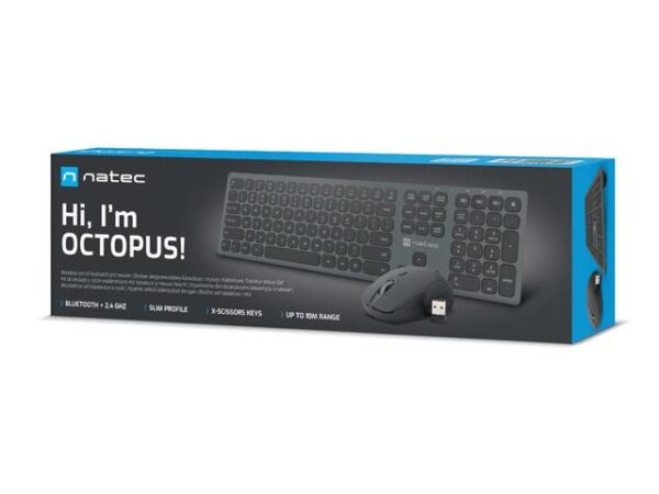 Zestaw bezprzewodowy klawiatura + mysz Natec Octopus Bluetooth + USB aluminium