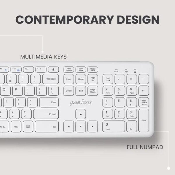 Zestaw bezprzewodowy klawiatura+mysz Perixx PERIDUO-610 biały x-scissor